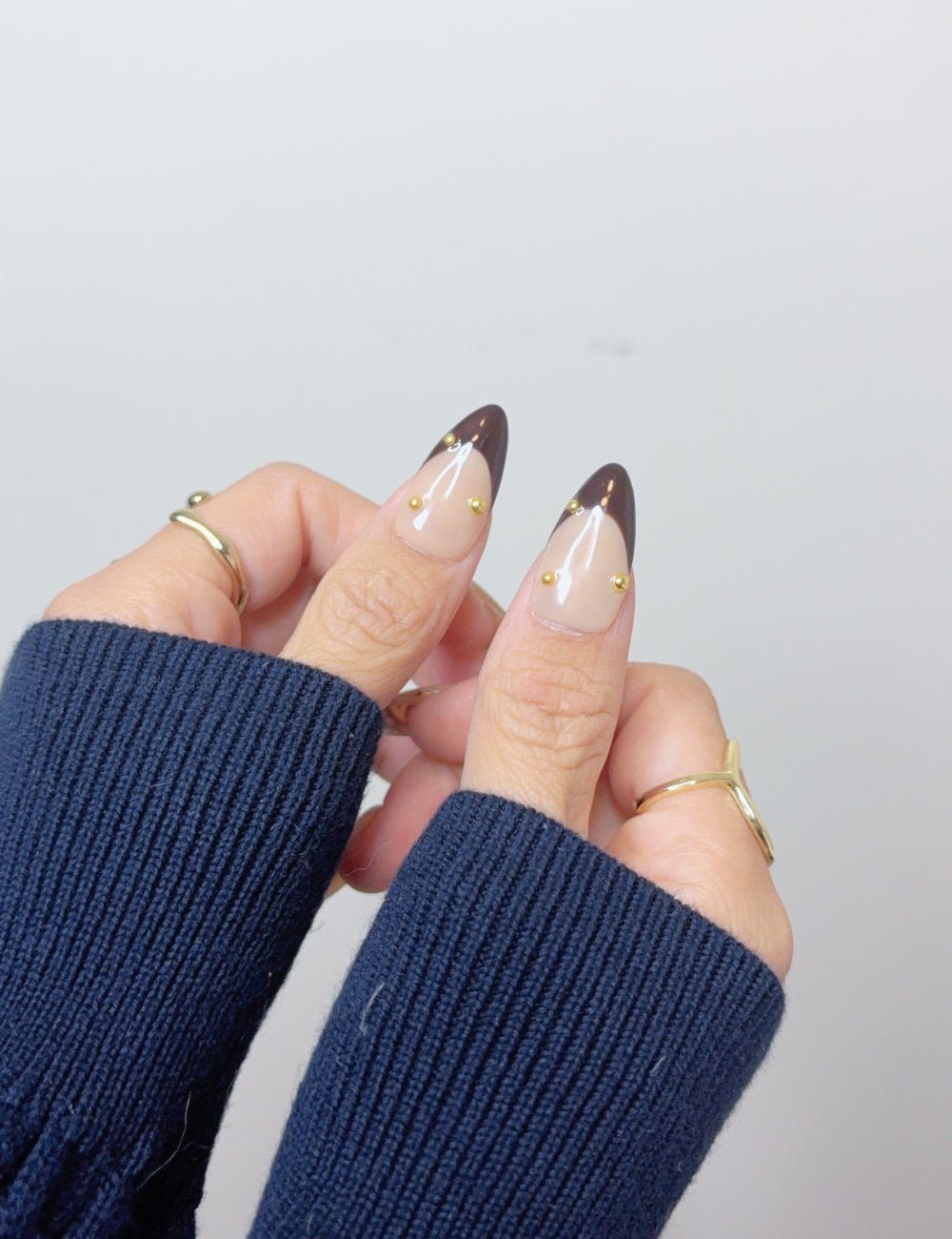 Handmade Mocha Celestial Press-On Nails – Medium Almond
