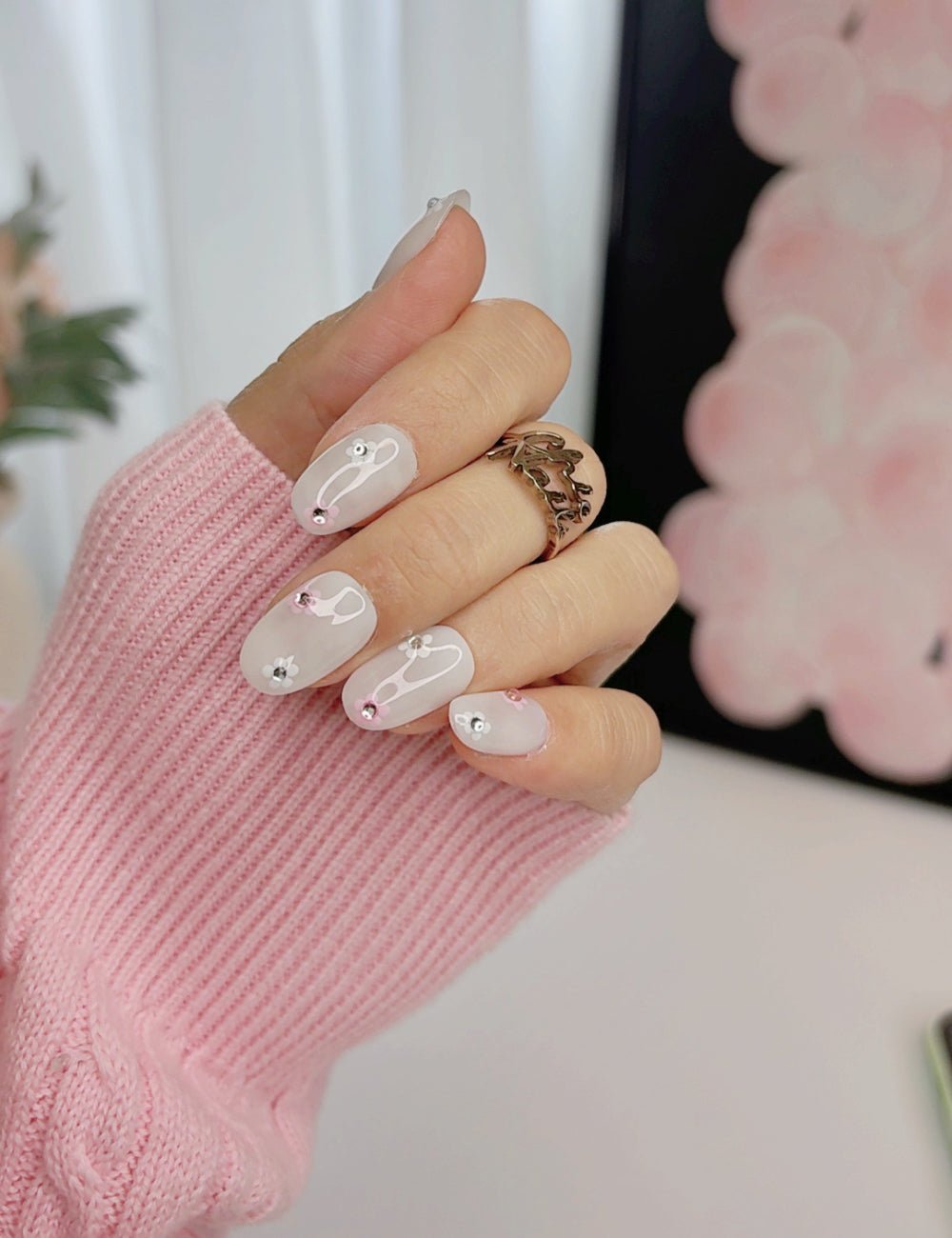 Blush Crystal Press-On Nails