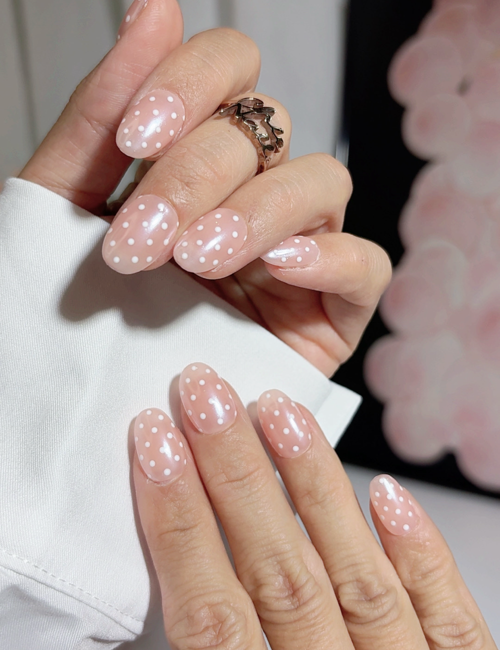 Pink Polka Dot Press On Nails