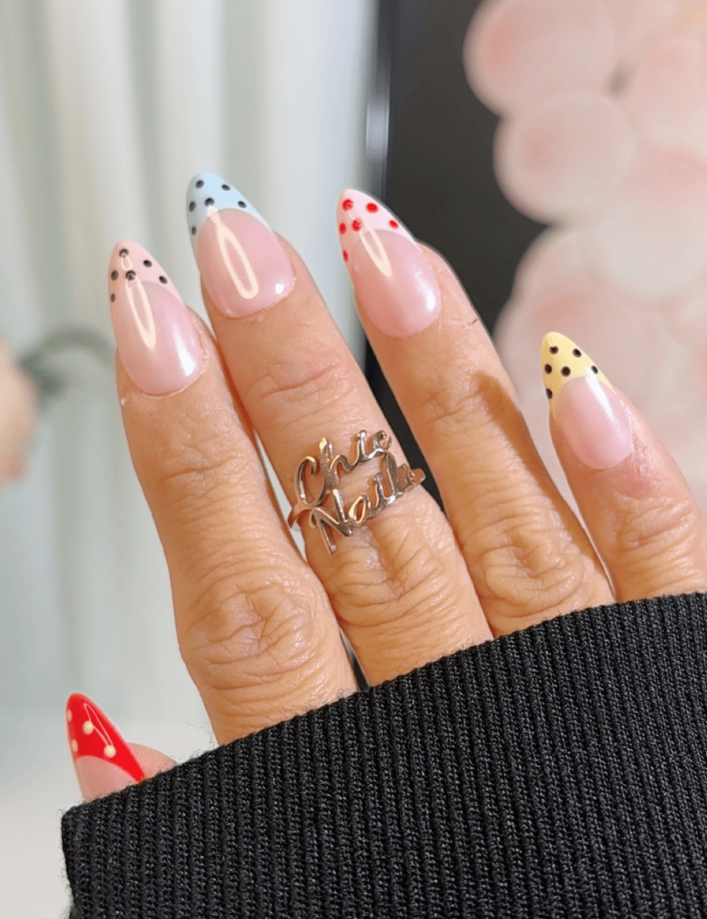 Rainbow Polka Dot French Press-On Nails – Fun Multi-Color Tips | CHICNAILS