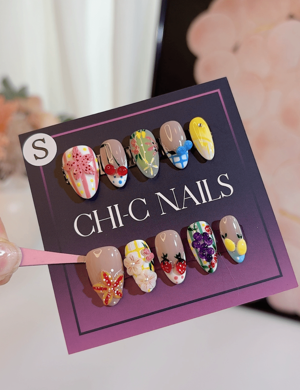 Fruit Party Press-On Nails – Short Almond | Colorful Summer Design