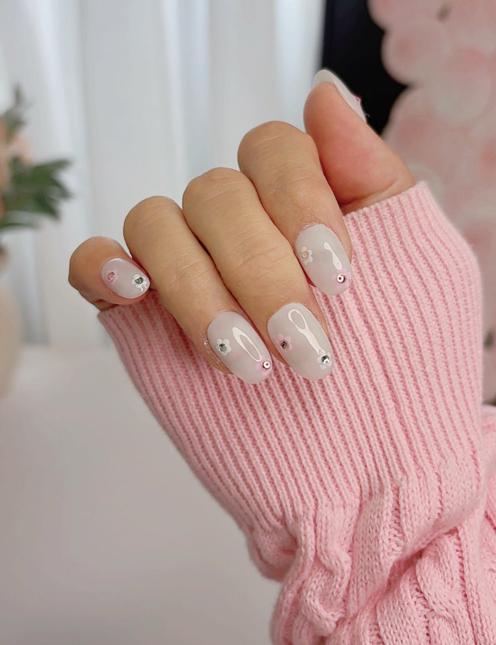 Blush Crystal Press-On Nails