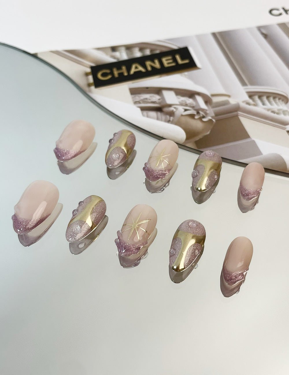 Star Charm Press On Nails Short Almond Celestial Collection