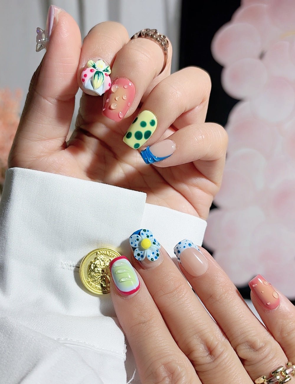 Playful Mix 3D Cute Nails – Colorful Press-On Set