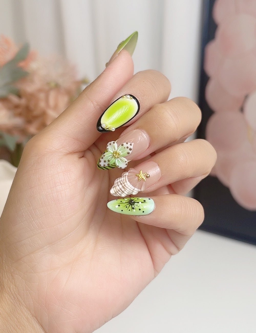 Lush Green – 3D Nature-Inspired Press-On Nails