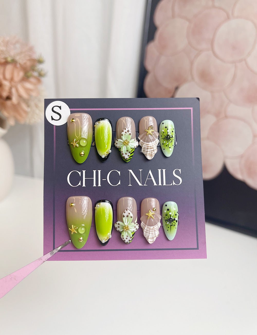 Lush Green – 3D Nature-Inspired Press-On Nails