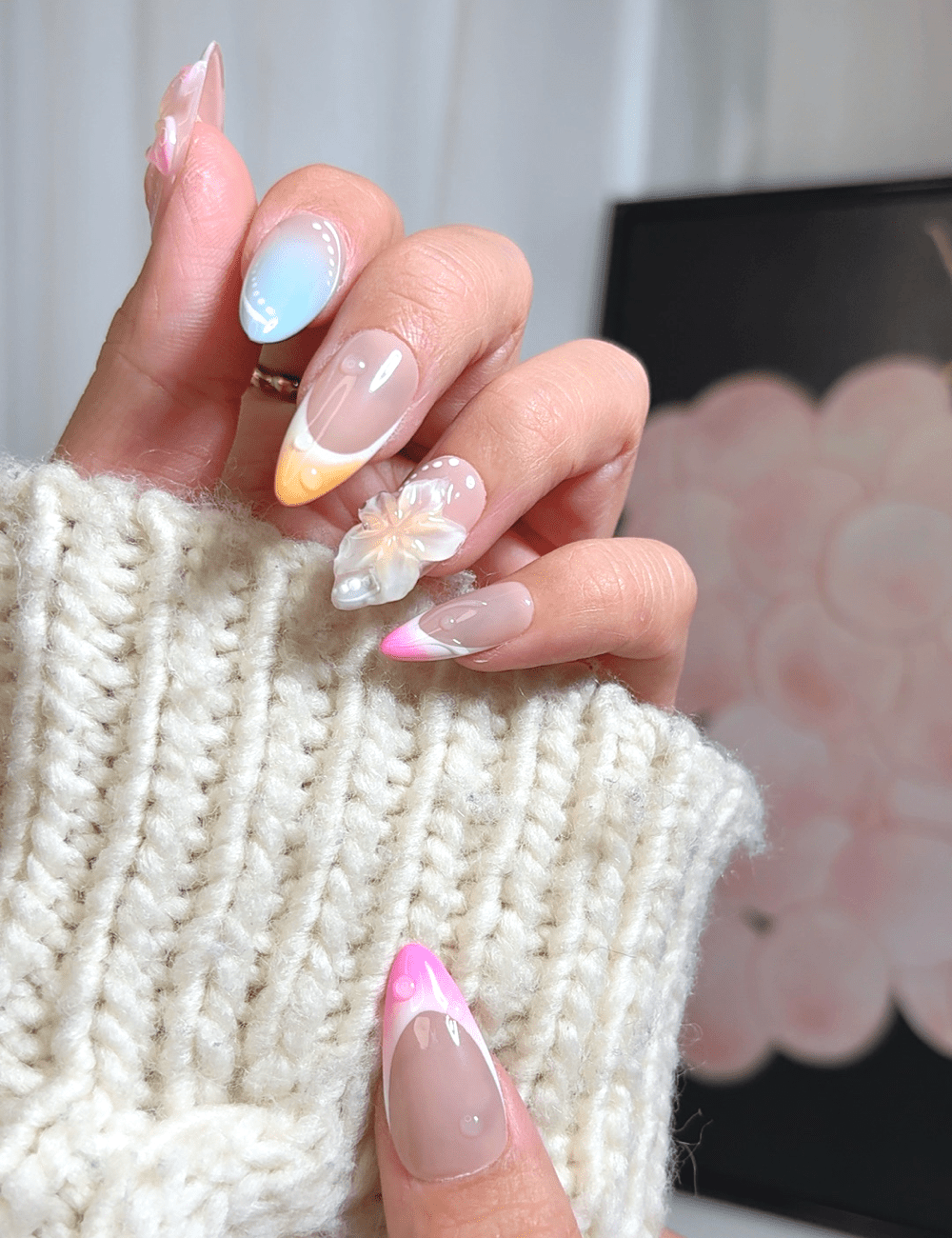 Sunset Bloom | Medium Almond Press-On Nails