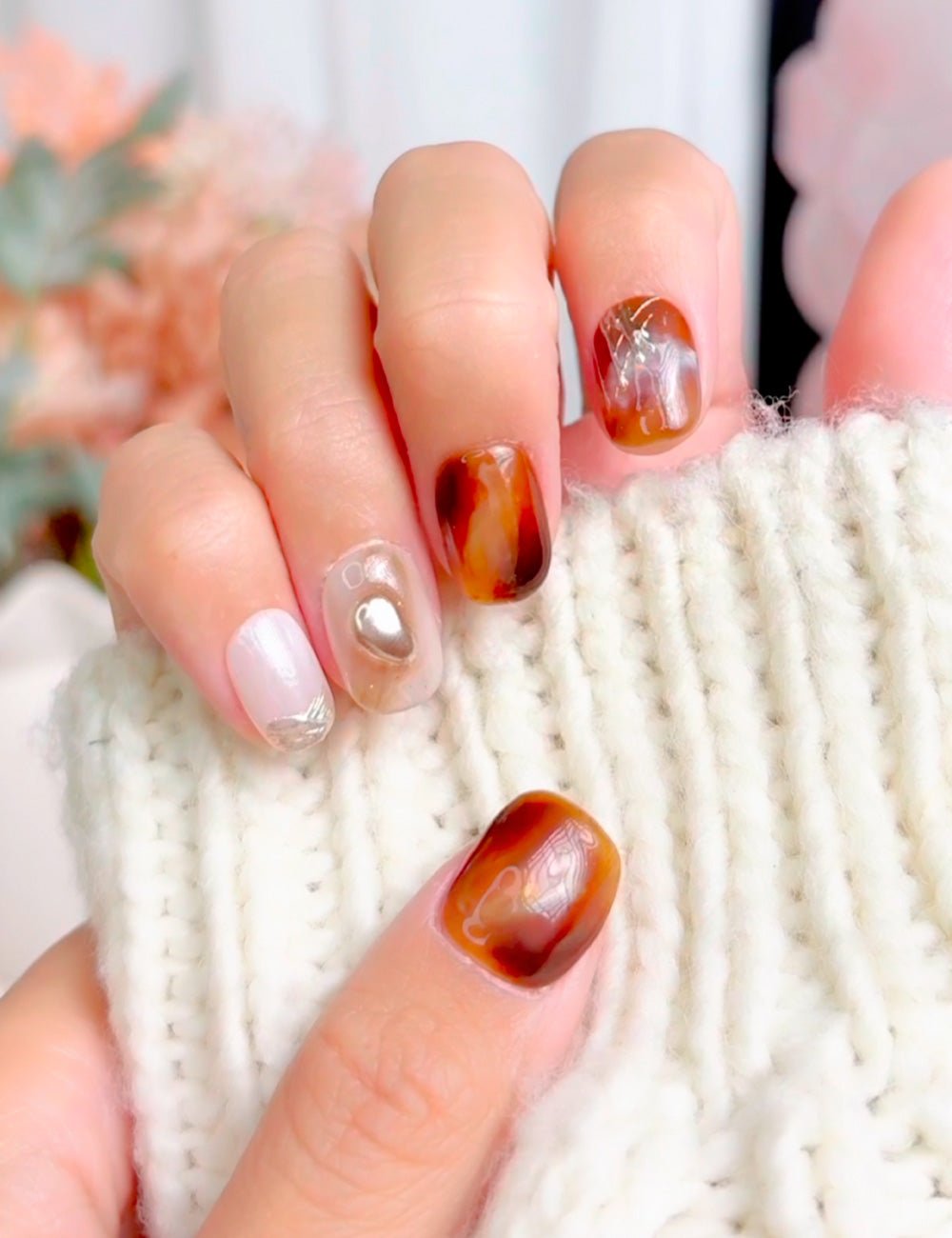 Tortoise Shell Short Square Press-On Nails 3120