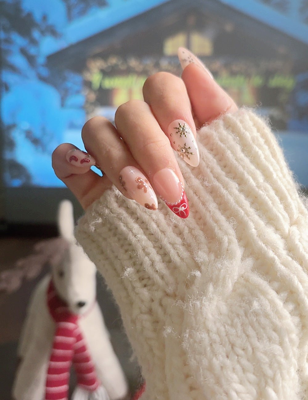 Gingerbread Candy Christmas Press-On Nails