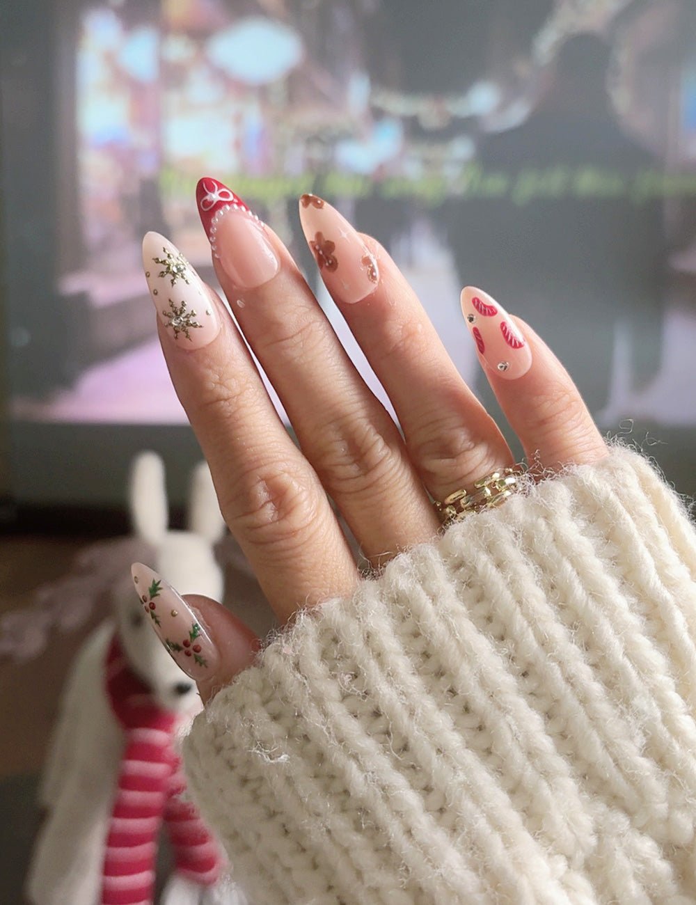Gingerbread Candy Christmas Press-On Nails