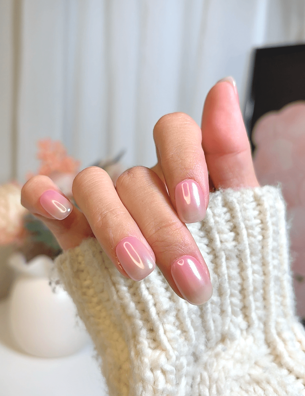 Rosy Glow Jelly | Short Oval Press-On Nails