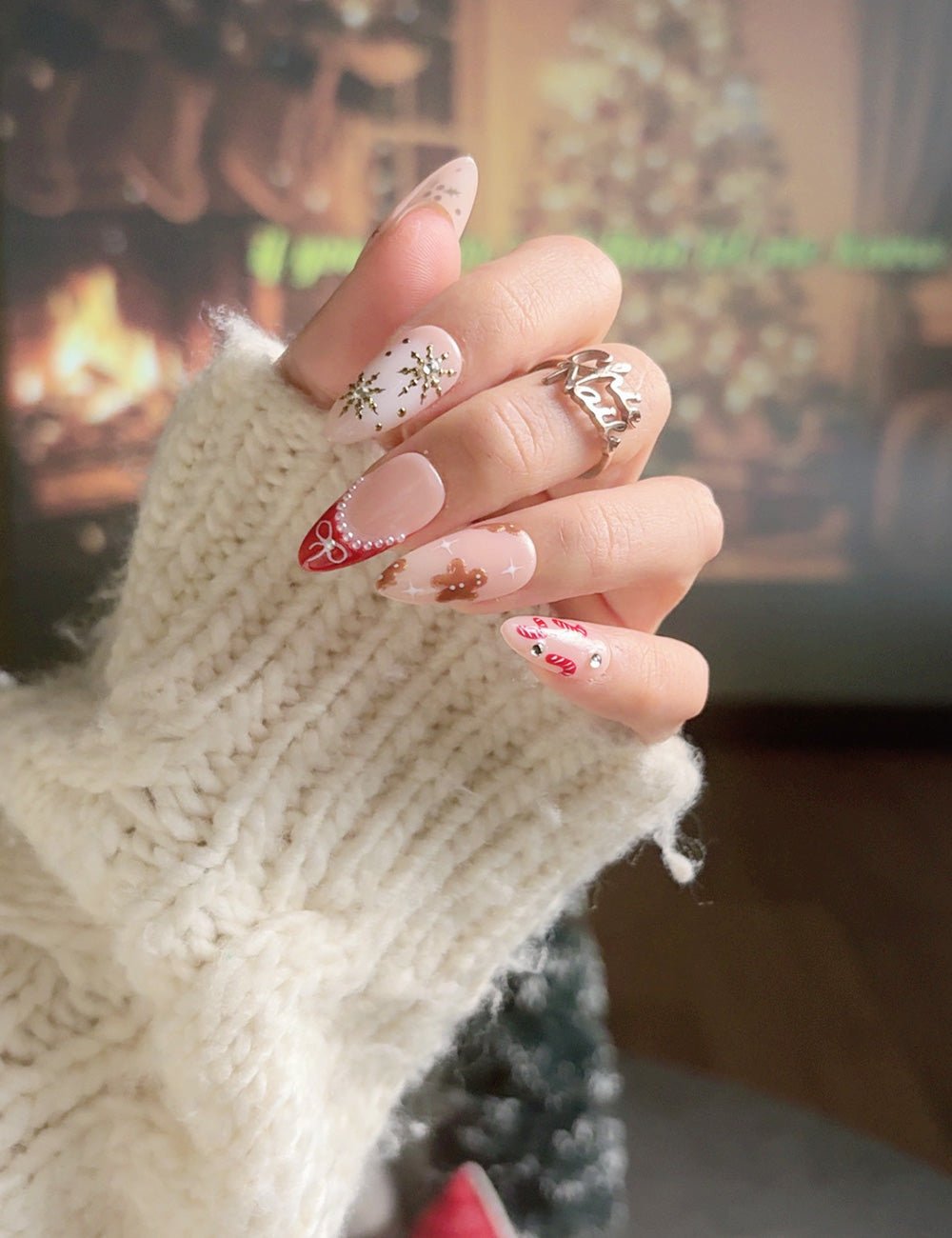 Gingerbread Candy Christmas Press-On Nails