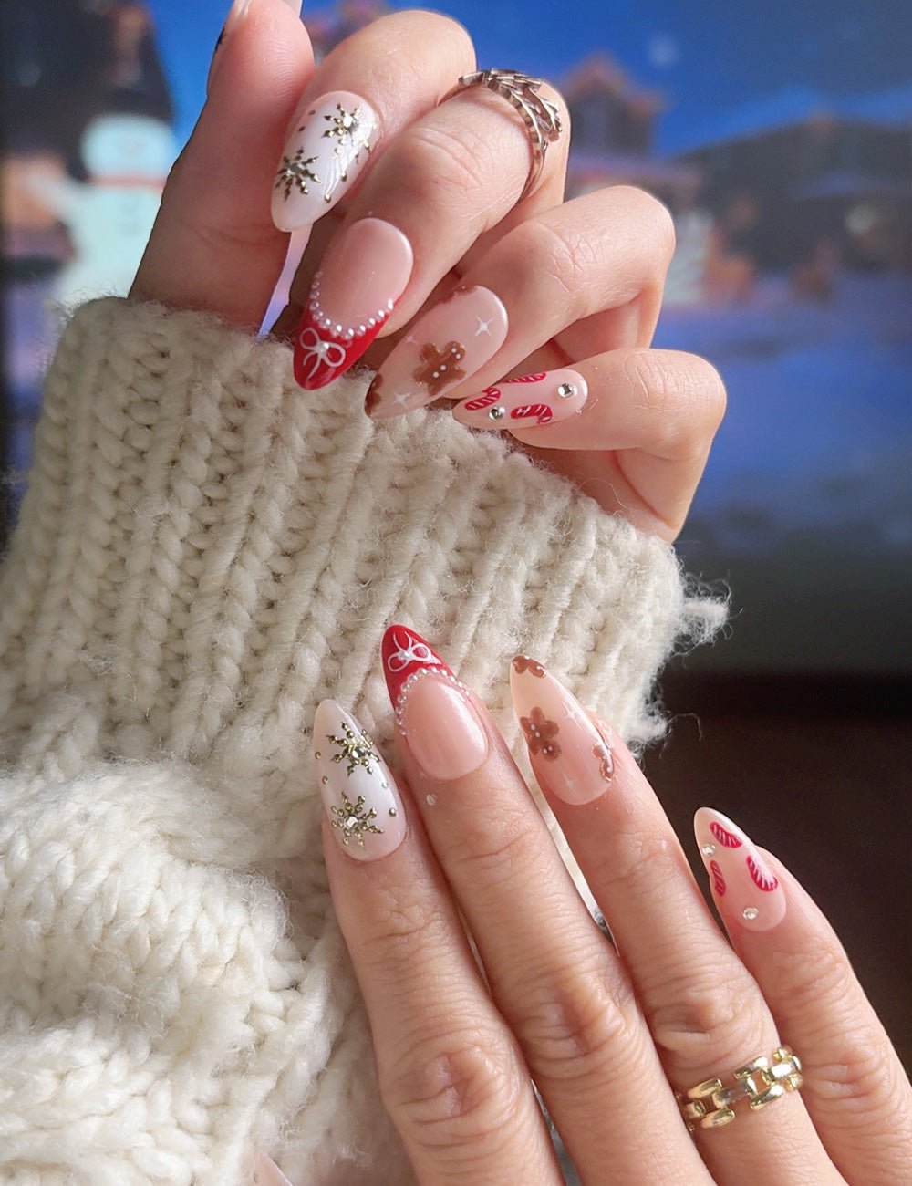 Gingerbread Candy Christmas Press-On Nails