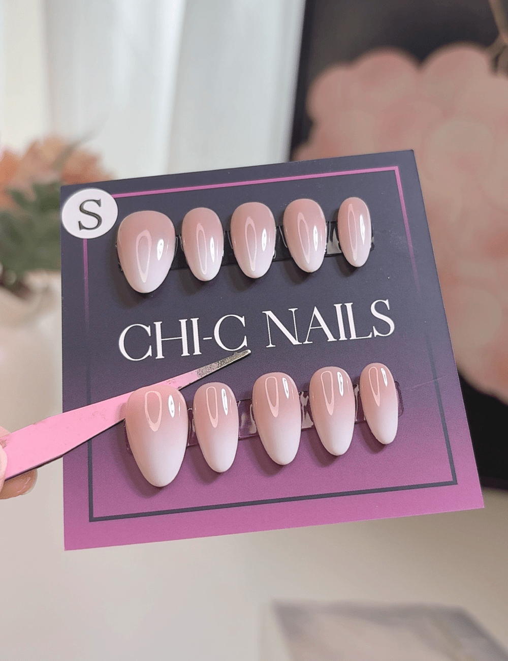 Milky Pink Ombré Press-On Nails – Short Almond Natural Glow