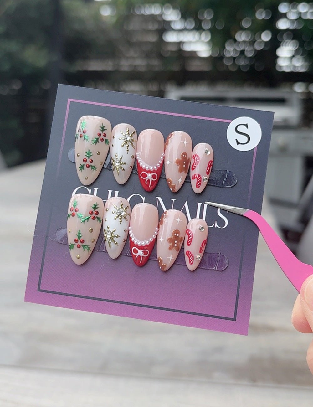 Gingerbread Candy Christmas Press-On Nails