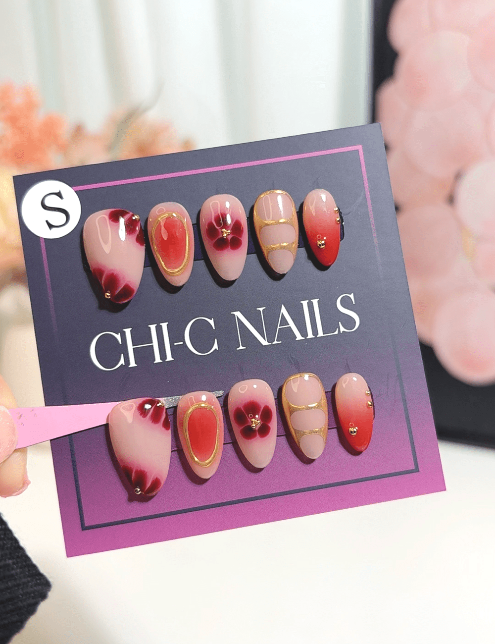 Red Bloom Elegance Press-On Nails