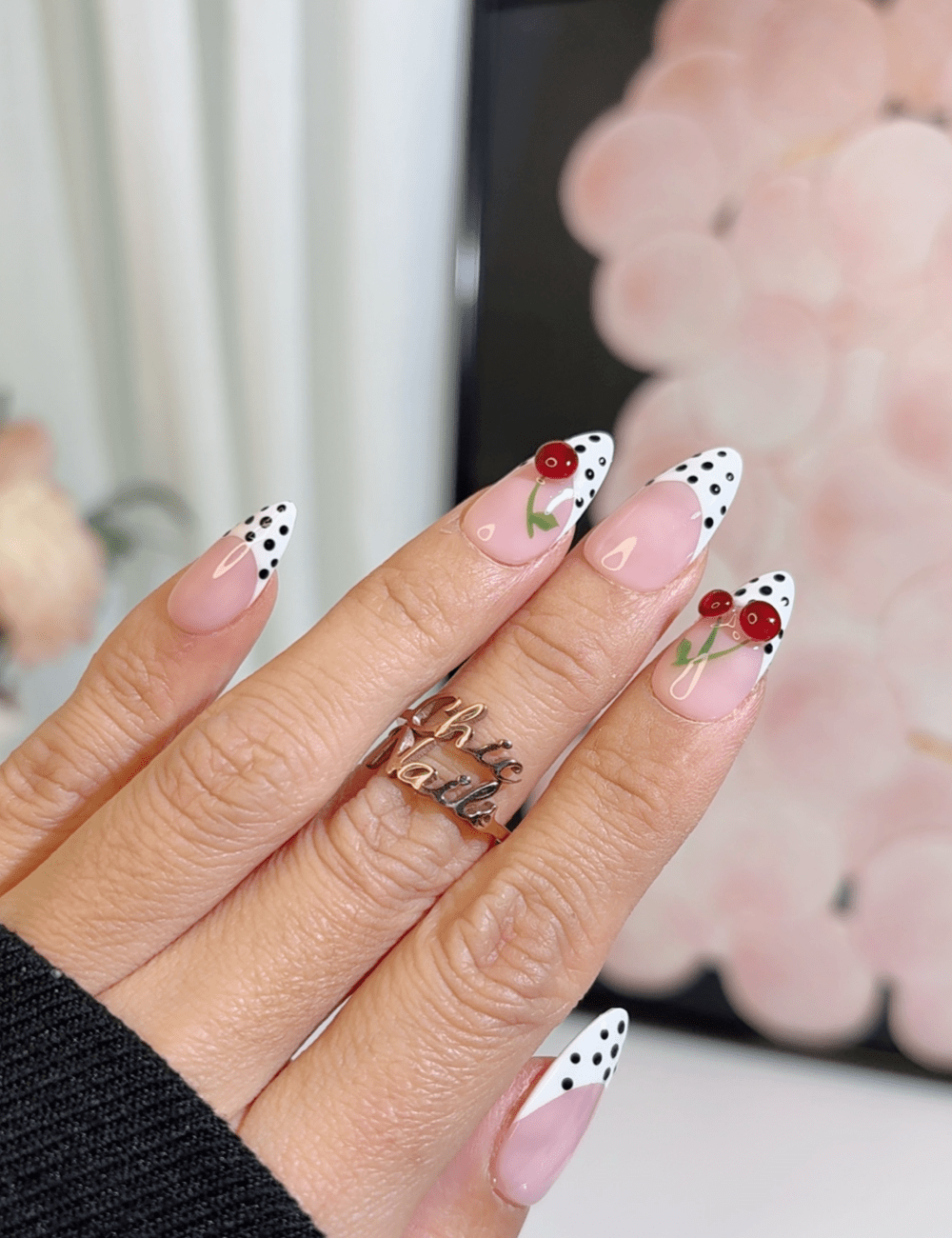 Cherry Polka Dot French Press-On Nails – Playful Retro Vibes | CHICNAILS Product Description