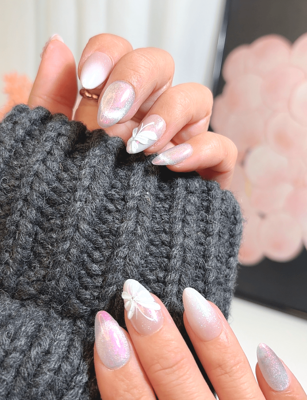 Iridescent Butterfly Sparkle | Short Almond Press-On Nails