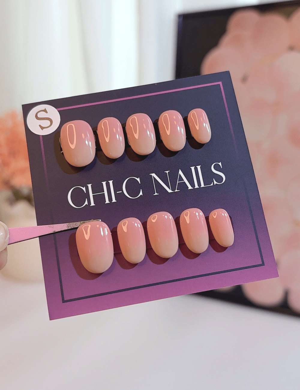 Nude Pink Ombre Press-On Nails – Short Oval | Natural & Reusable