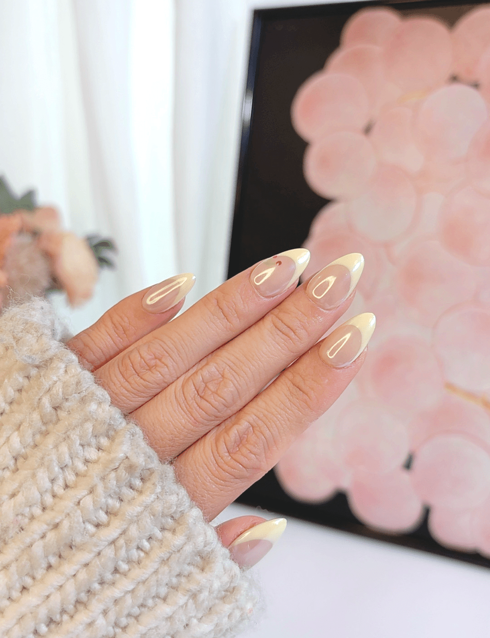 Cherry French Press-On Nails – Short Almond | Cute & Natural Design