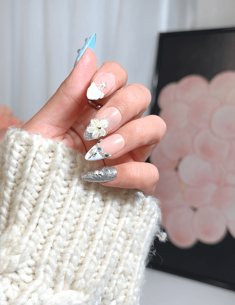 Mermaid Bloom | Medium Almond Press-On Nails