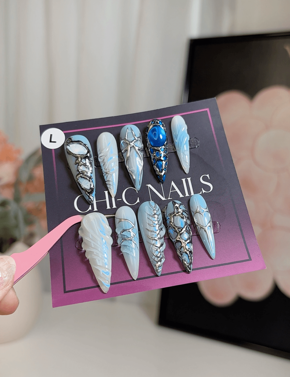 Frostbite Jewel | Long Stiletto Press-On Nails