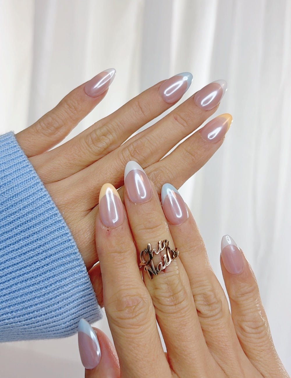 Pastel French Tip Press On Nails