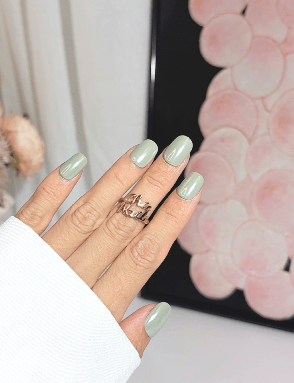 Mint Gloss Short Square Press On Nails