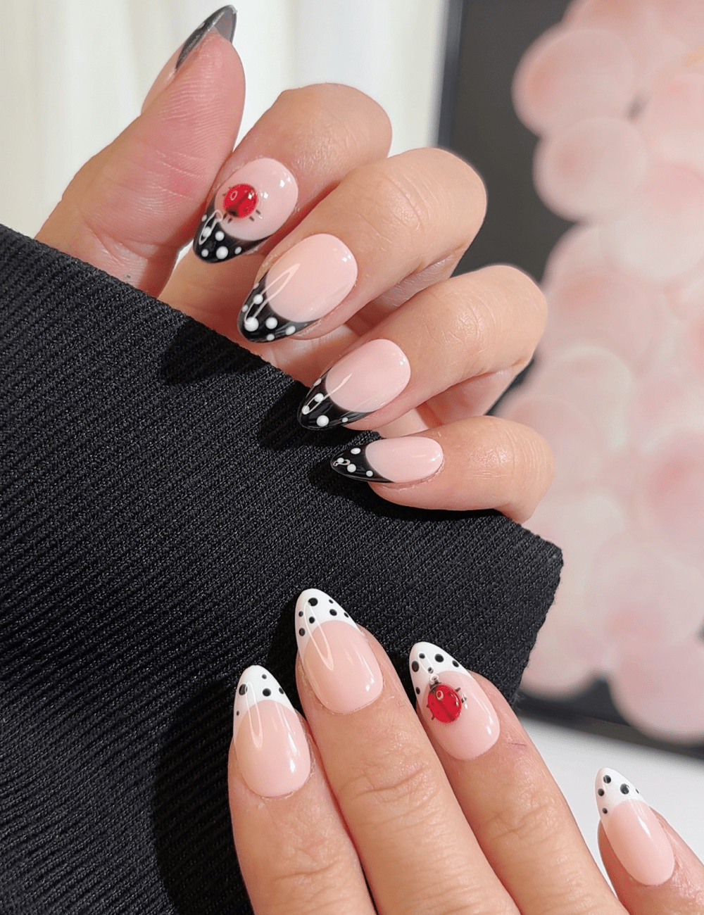 Ladybug Polka Dot French Press-On Nails | Short Almond