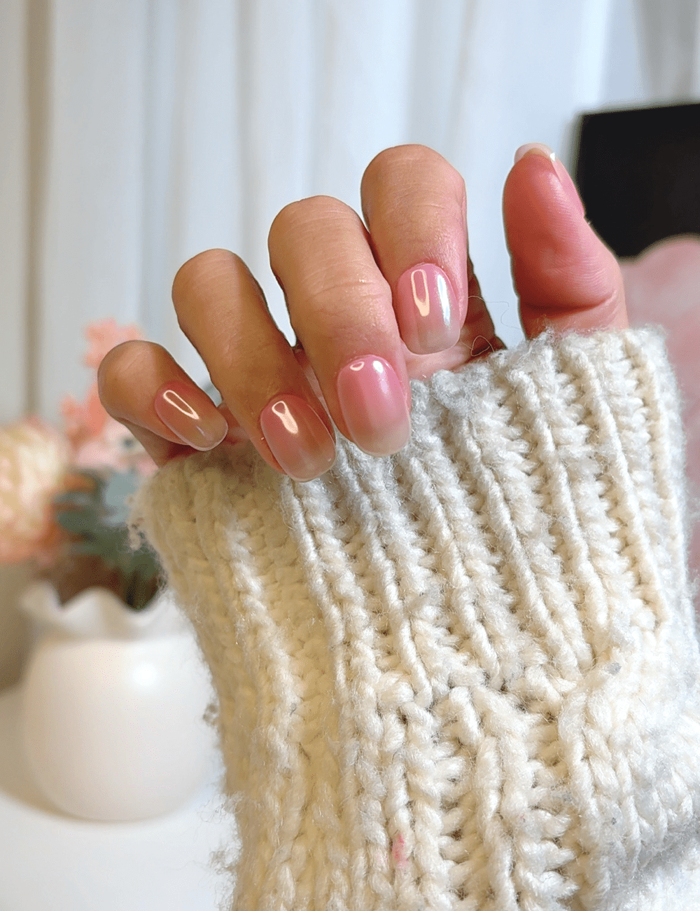 Rosy Glow Jelly | Short Oval Press-On Nails