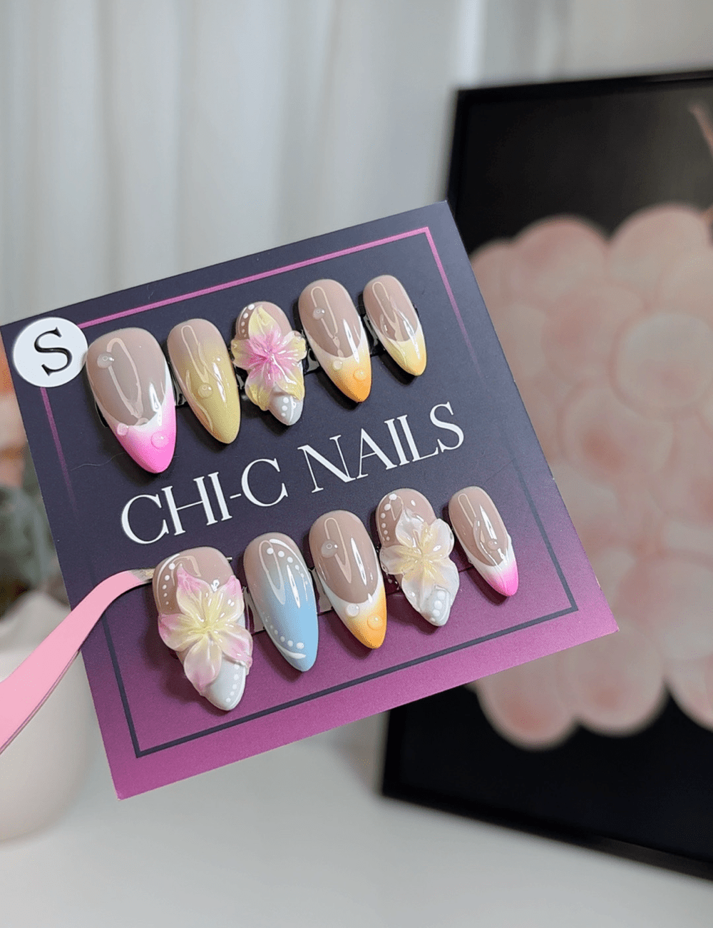 Sunset Bloom | Medium Almond Press-On Nails
