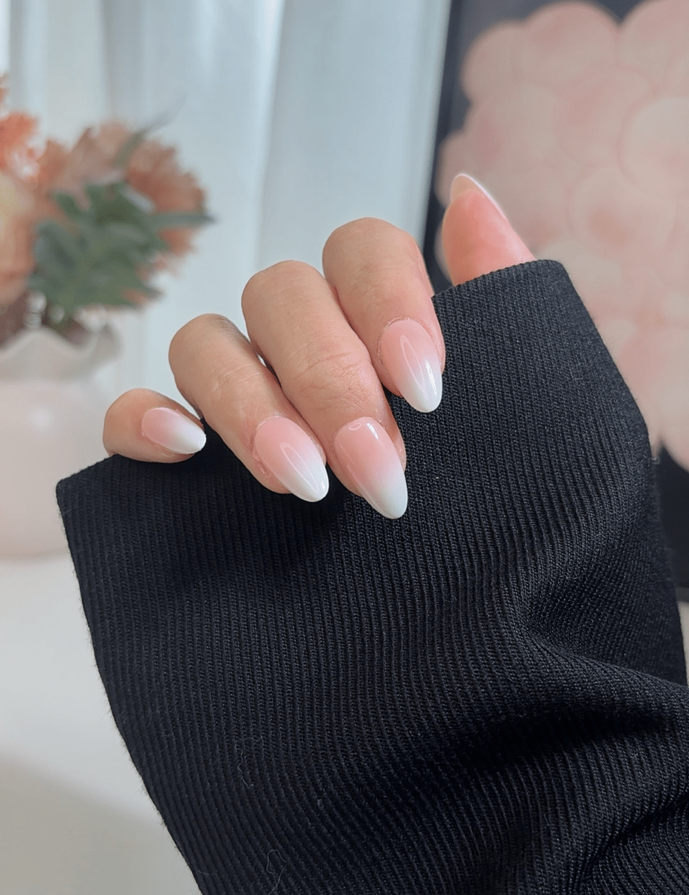 Milky Pink Ombré Press-On Nails – Short Almond Natural Glow