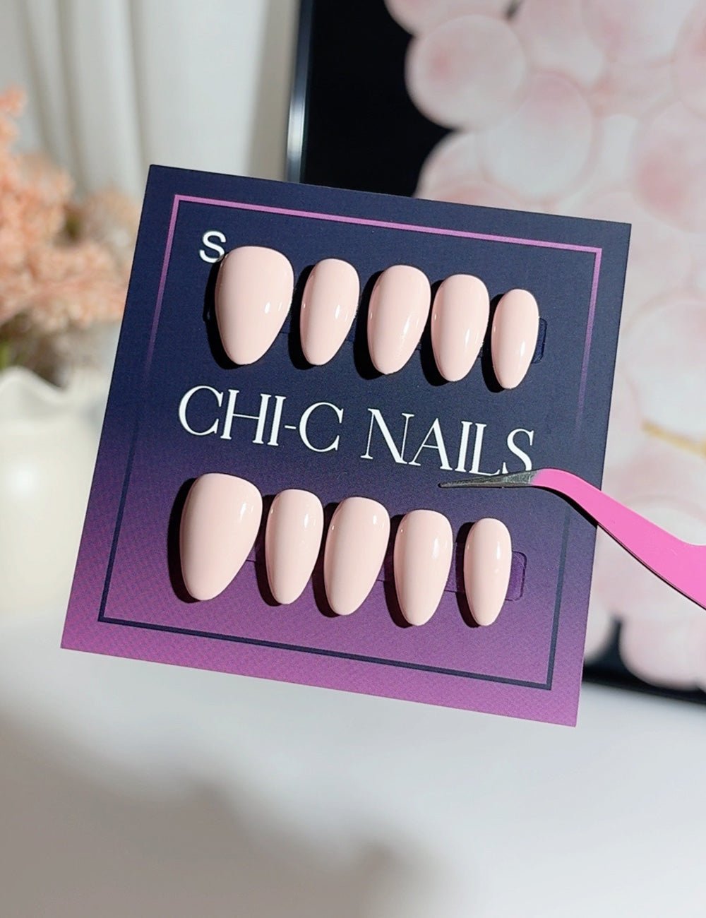 Soft Nude Gloss Press-On Nails – Short Almond Set