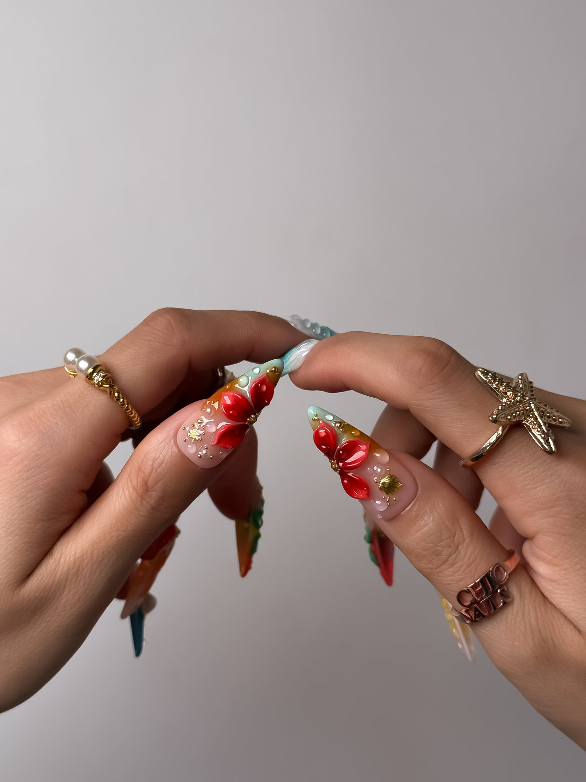 Tropical Tide Long Stiletto Press On Nails