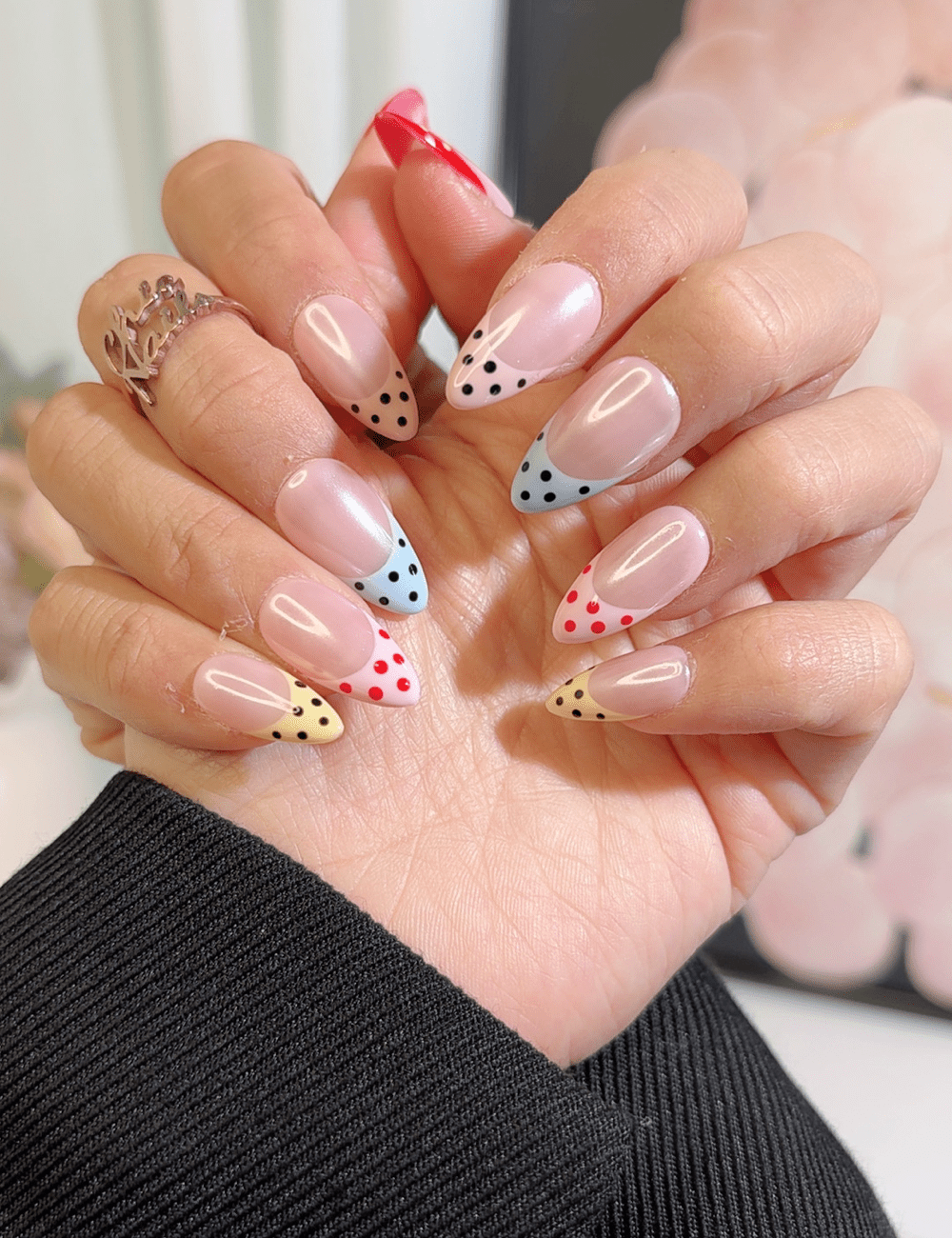 Rainbow Polka Dot French Press-On Nails – Fun Multi-Color Tips | CHICNAILS
