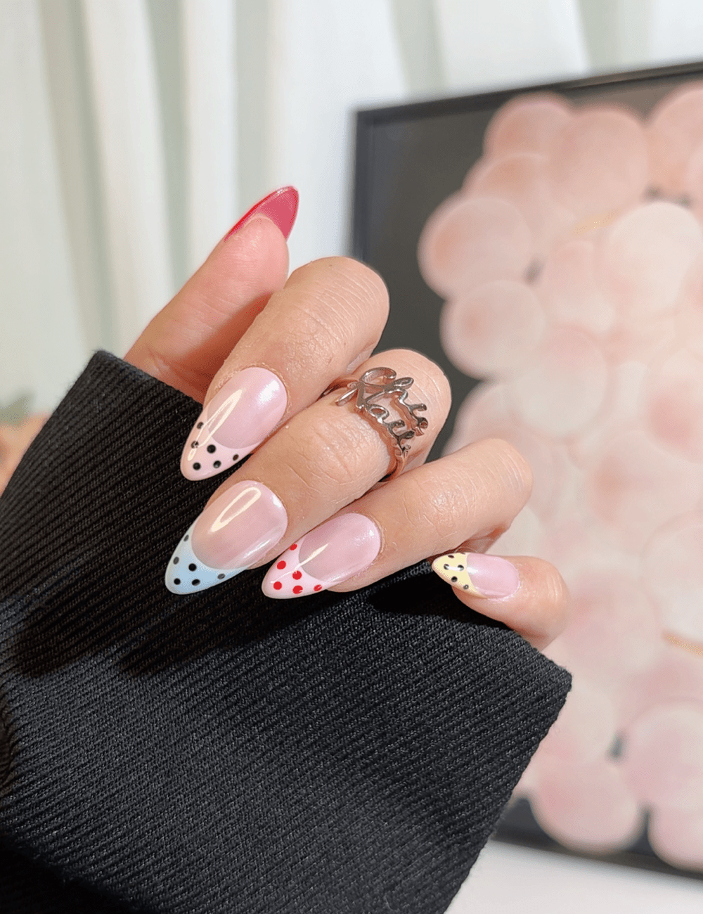 Rainbow Polka Dot French Press-On Nails – Fun Multi-Color Tips | CHICNAILS