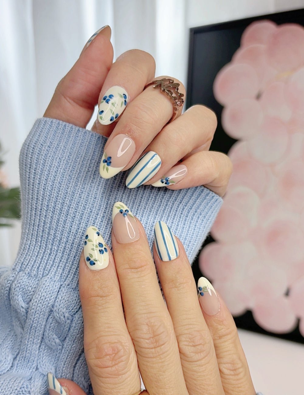 Blue Blossom Press-On Nails