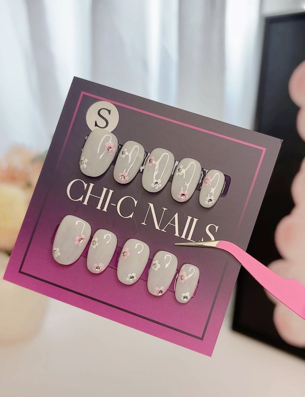 Blush Crystal Press-On Nails