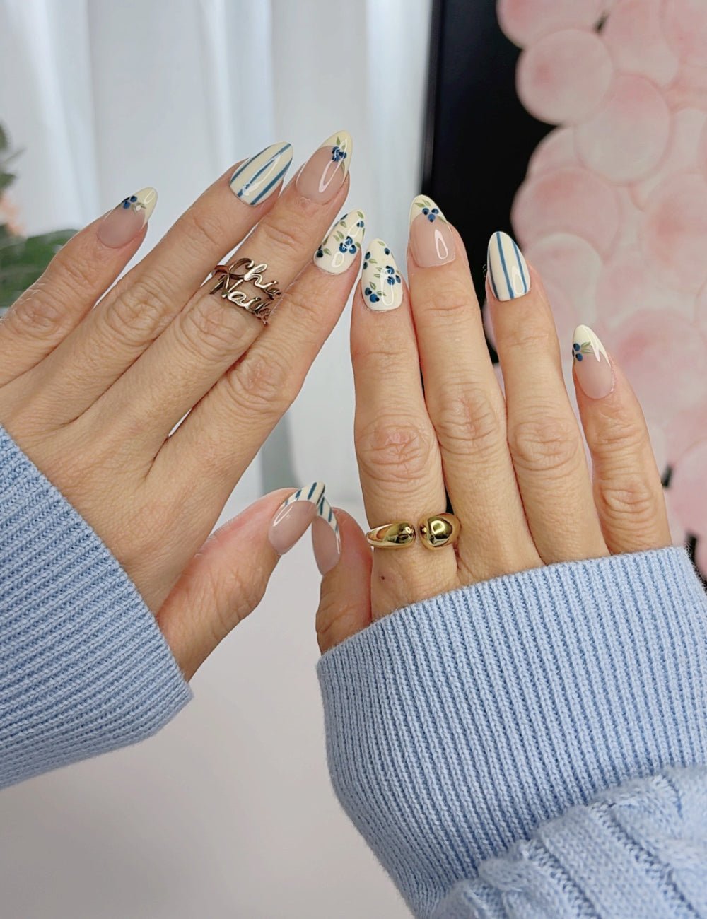 Blue Blossom Press-On Nails