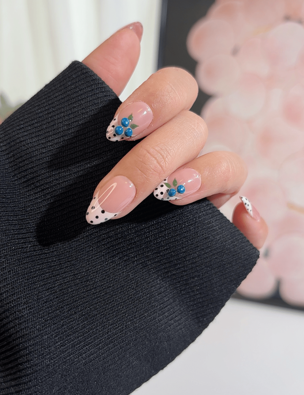 Blueberry Polka Dot French Press-On Nails | Short Almond