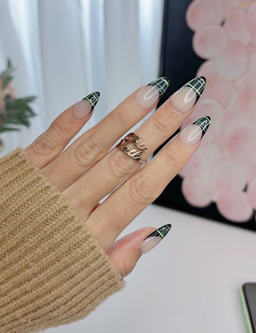 Forest Plaid French Press-On Nails