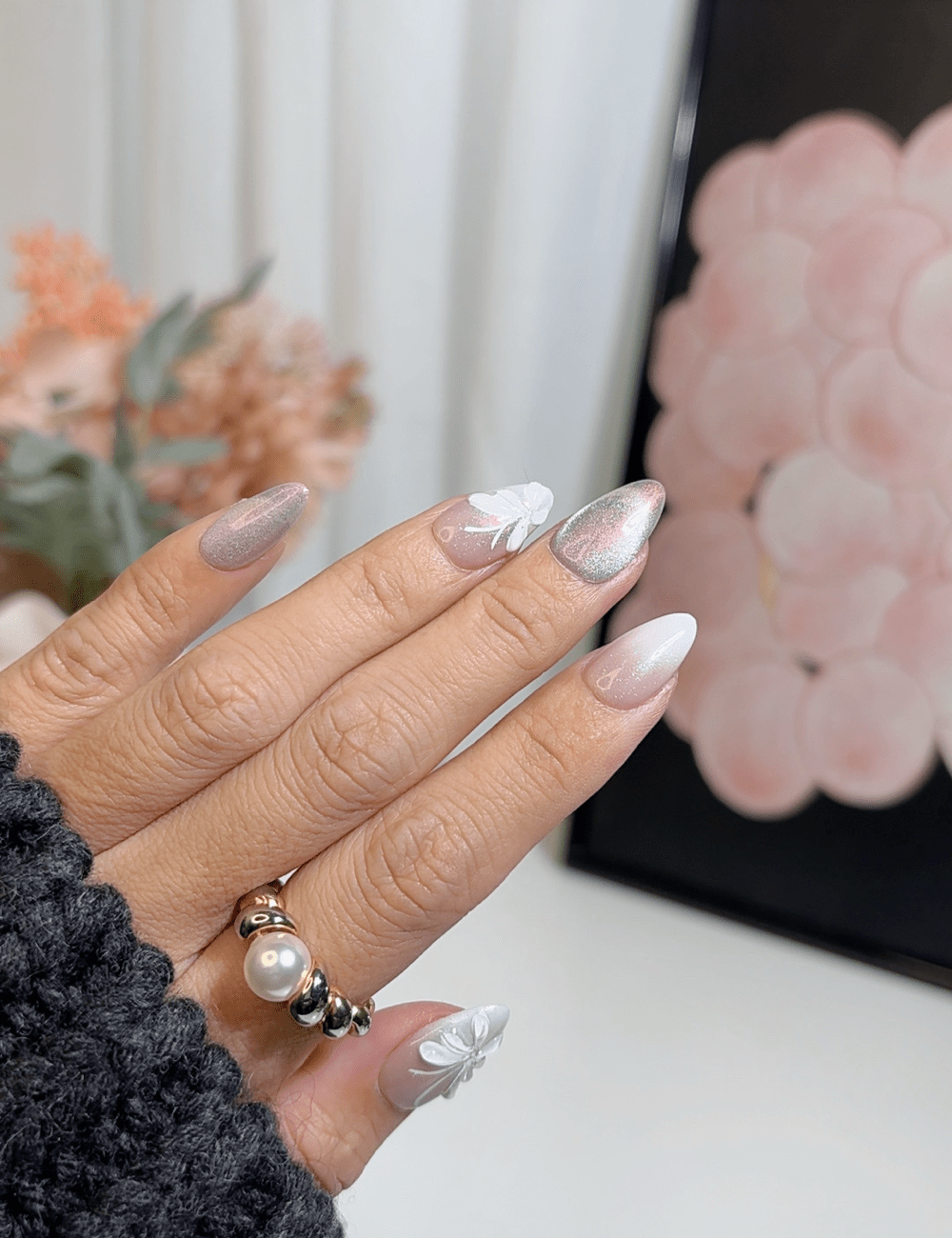 Iridescent Butterfly Sparkle | Short Almond Press-On Nails