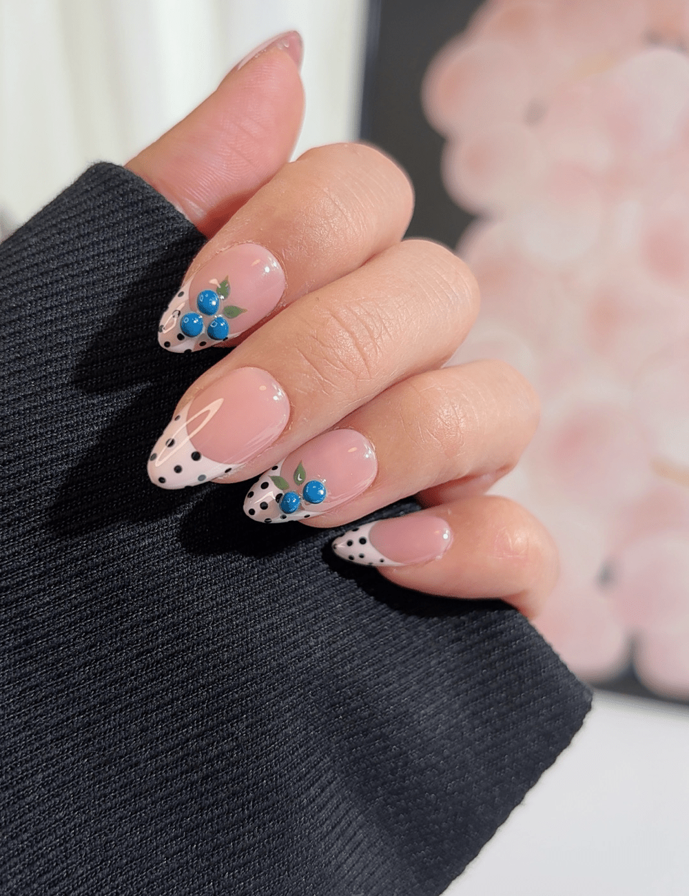 Blueberry Polka Dot French Press-On Nails | Short Almond