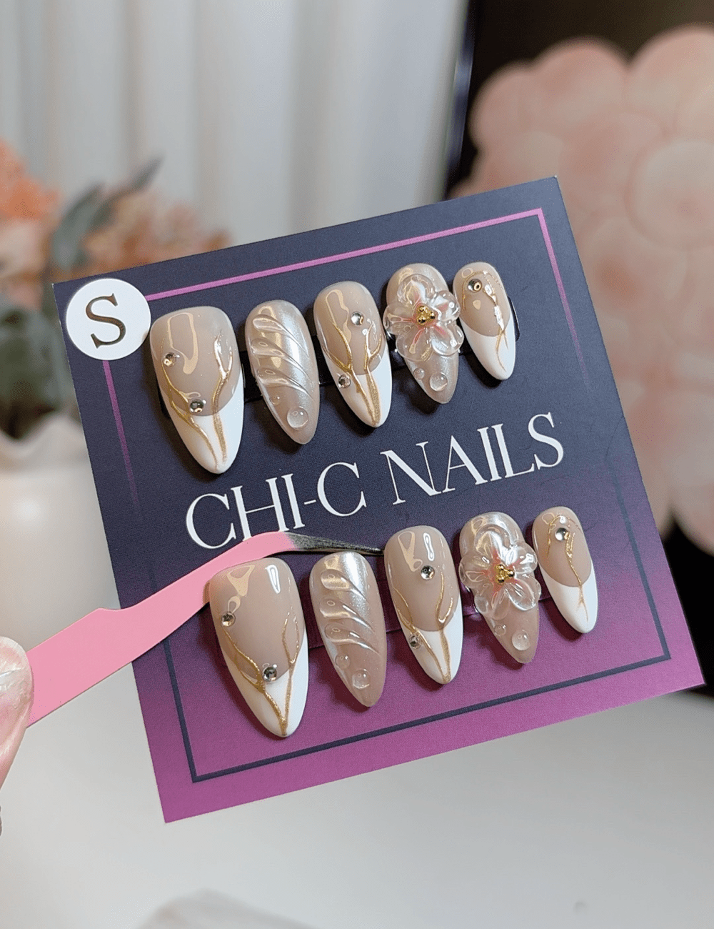 Golden Petal Veil – Medium Almond