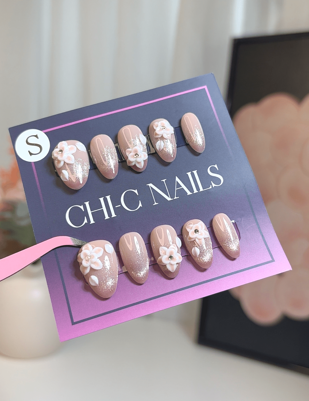 Pearl Blossom Glow | Short Almond Press-On Nails
