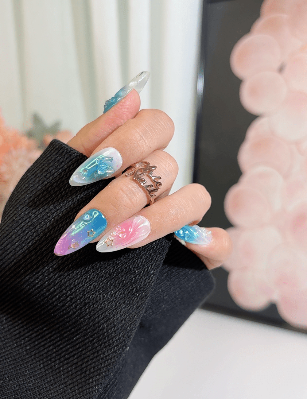 Mermaid Galaxy 3D Press-On Nails – Ocean & Sunset Fantasy | CHICNAILS