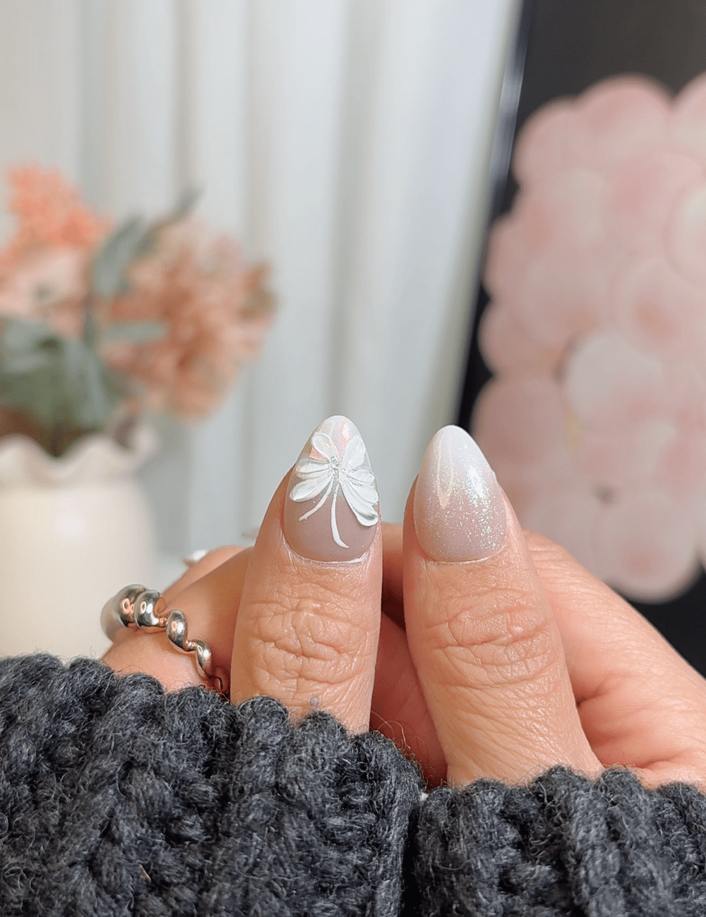 Iridescent Butterfly Sparkle | Short Almond Press-On Nails