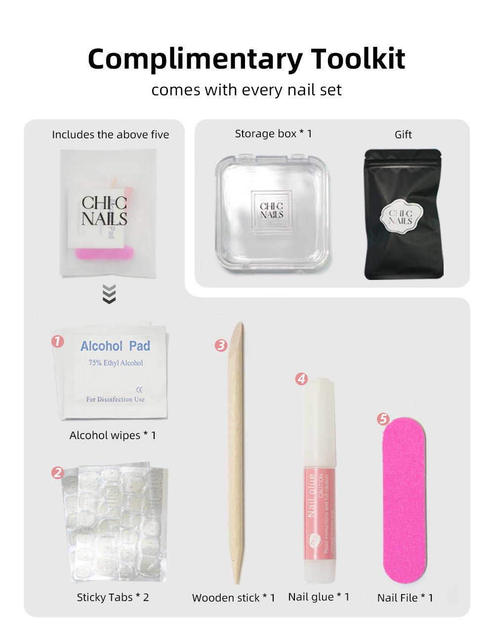 Holy Glam Press-On Nails – Nude with White Tips & Crystal Cross Accent