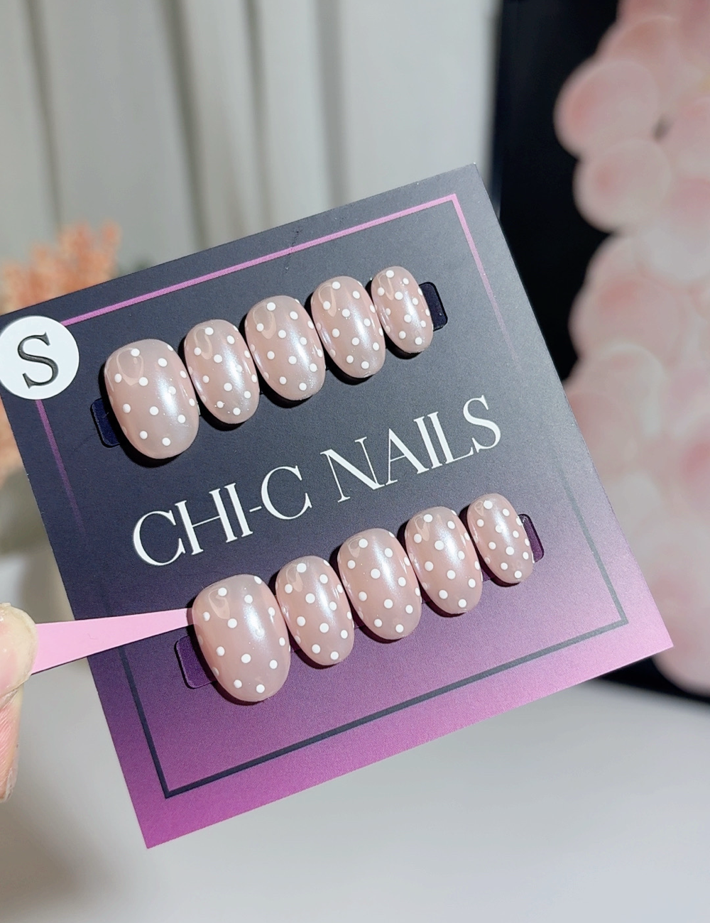 Pink Polka Dot Press On Nails