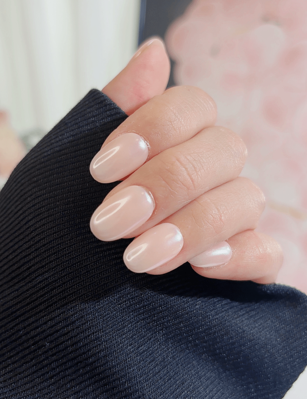 Pearl Nude Press-On Nails | Short Oval Natural Look